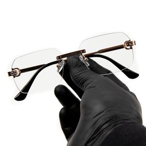 Gold Wire Frame Rimless Clear Lens Men's Hip Hop Elegant Fashion Glasses